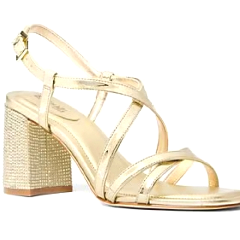 NWT🔥Michael Kors Gorgeous😍 "Lana" Crystal - embellished Sandals Gold 7.5